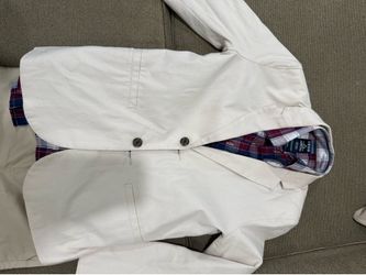 Suit with pants and dress shirt.