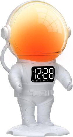 Astronaut Wake Up Light Sunrise Alarm Clock for Kids, Heavy Sleep Adults, Bedroom, Gradual Sunlight Alarm Clock with Sunrise Simulation, 21 Sleep Soun