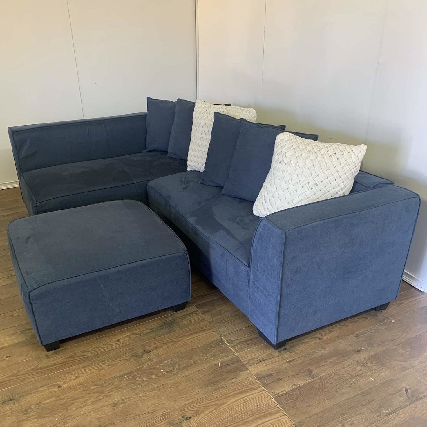 Dark Blue Home Elegance 98” by 66” 2pc Modular Sectional Sofa with Ottoman