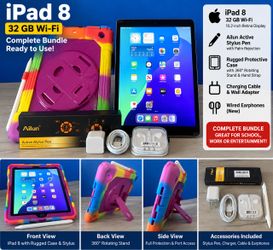 Apple iPad 8th Gen 32GB Wi-Fi + Accessories Bundle – $175
