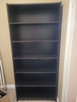 Tall Black Bookcase with 6 Shelves