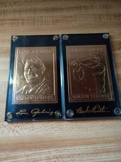 23k Golden Legends Lou Gehrig and Babe Ruth Bronze Cards