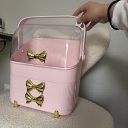 Pink Jewelry/Makeup Organizer Case with Handle 