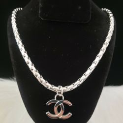 Stainless Steel Fashion C Pendant Necklace...approx 18in