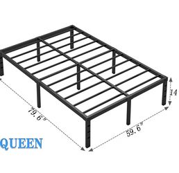 Queen Size Black Metal Bed Frame w/ Storage