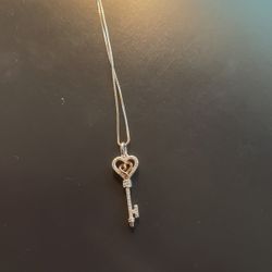 Diamond Heart Key Pendant Necklace