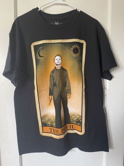 The Devil Lottery Card Michael Mayers Halloween Black T-Shirt Men's Size L
