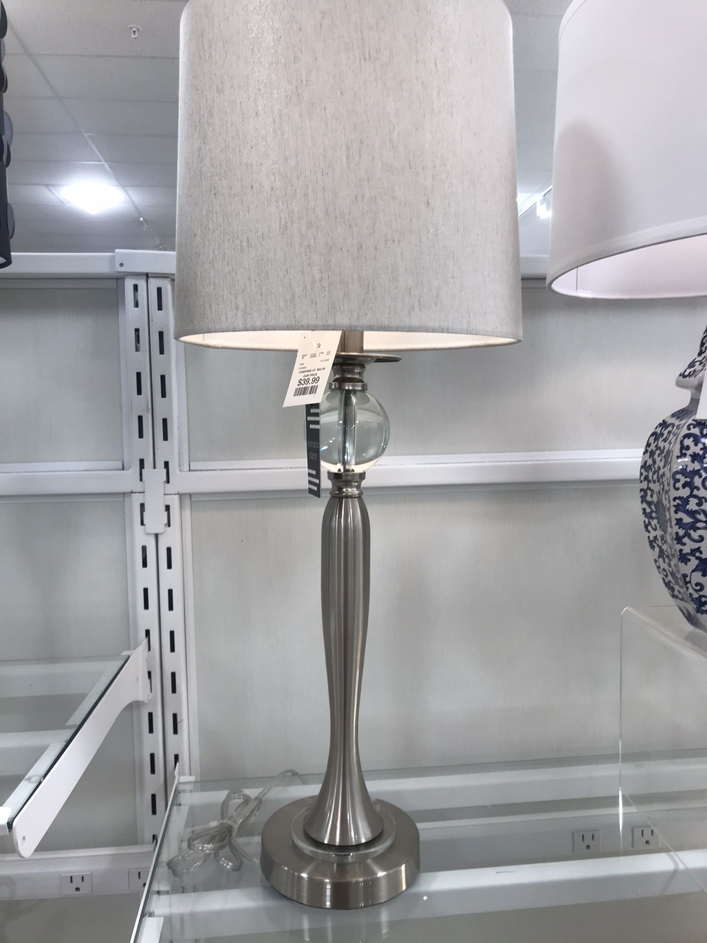(New) 2 Silver Lamps With Cream Lame Shade