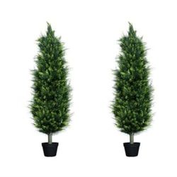 Artificial Cedar Topiary Trees 3ft Set of 2