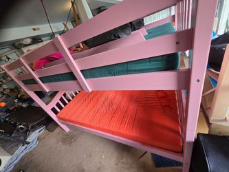 Pink Wood Twin Bunk Bed Frame