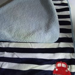 Carters Baby Boy Reversible Sherpa Fleece Microfiber Soft Blanket Throw Embroidered Truck Kid 