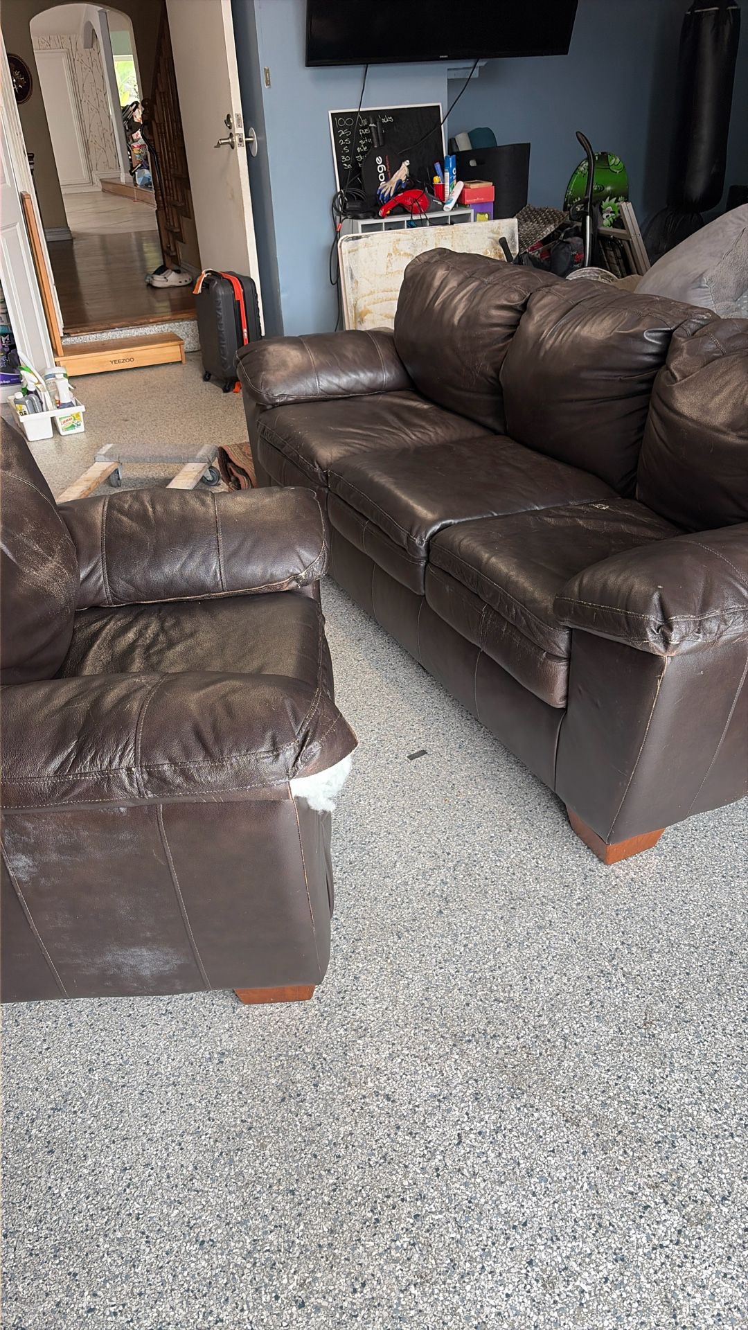 Leather Sofa & Chair