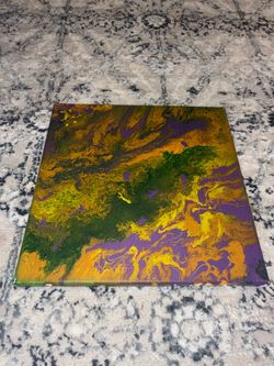 Abstract Acrylic Pour Painting on Canvas