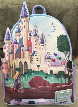 Disney Sleeping Beauty Princess Aurora Castle Loungefly Mini Backpack 🏰💜✨ NWT