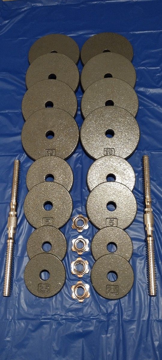CAST IRON ADJUSTABLE DUMBBELLS SET.