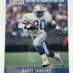 Really Nice 1990 Barry Sanders Rookie Of The Year Card # 1 MINT 