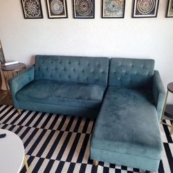 Modern Teal Sectional Sofa with Storage Chaise 