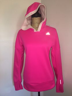 Pink Adidas Woman's Athletic Hoodie / Sweater - 3 Stripes - Medium