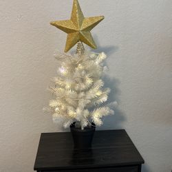 Mini White Christmas Tree With Lights Included