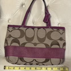 $65 OBO Authentic Coach Purse Brown with purple band