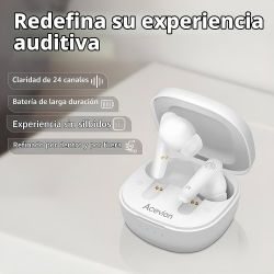 RECHARGEABLE HEARING AIDS OTC hearing aids, 100H rechargeable, touch control, beige and white 24-channel DSP, feedback control, comfortable fit, clea