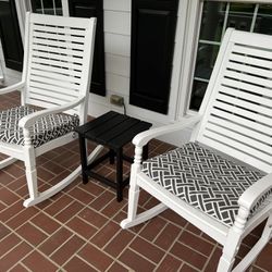 Two White Outdoor Rocking Chairs - Excellent Condition 