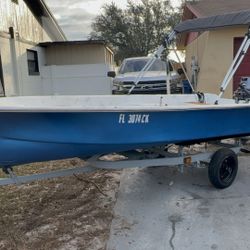 14’ Skiff Boat with Yamaha 25Hp 2 Stroke Trailer Included 