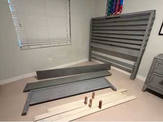 Grey wood QUEEN bed