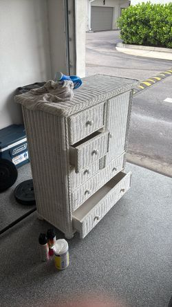 White Dresser / Wicker Wood