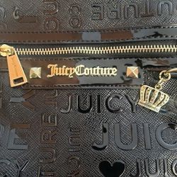 Juicy Couture Juicy On The Block Backpack Purse Monogram Glossy Shiny Black

