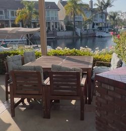 Outdoor wood patio table