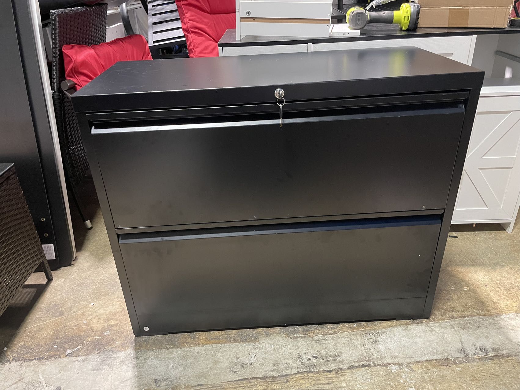 File Cabinet with Lock,2 Drawer Metal Wide Filing Organization Cabinet,Home Office School Furniture for Hanging Files Letter/Legal/F4/A4 Size,Black