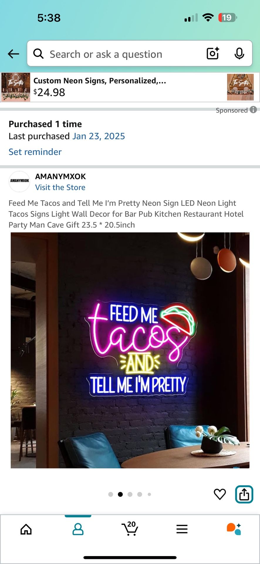 LED Sign “feed Me Tacos”