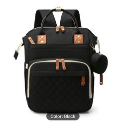 Large Capacity Diaper Bag Black Portable Mom Storage Backpack Milk Bottle Diaper Multi Compartment Maternal Bag Christmas, Halloween, Thank