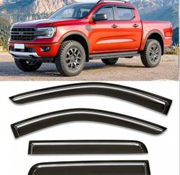 New 2024-2026 Tape-On Rain Guards for Ford Ranger Side Window Visor Deflectors XL XLT Tinted Shades