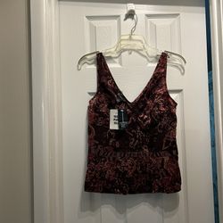 Women’s INC 100% Silk Plum & Raspberry Color Print Cami/Top… Size 2