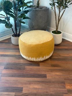 Yellow Stonewash Drum Pouf
