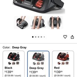 Careskypro Foot Calf Massager Heated Shiatsu Kneading Deep Gray Remote