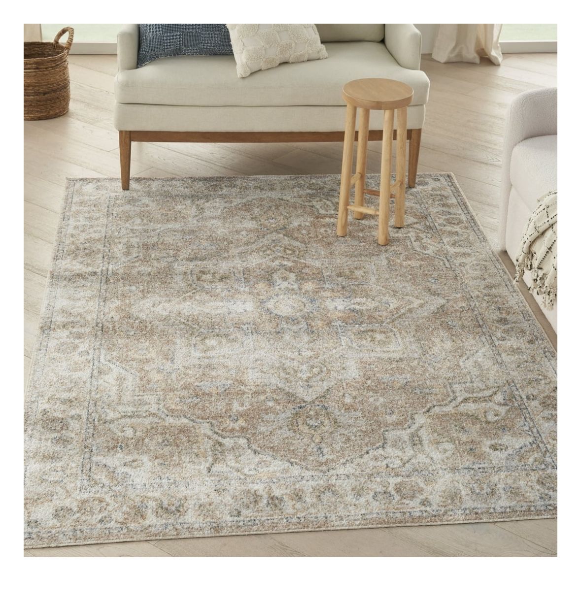 Nourison Astra Machine Washable Bohemian Beige 5'3" x 7' Area Rug, (5x7)