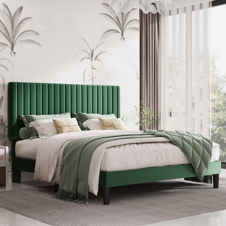Queen Size Dunphy Upholstered Platform Bed with Adjustable Headboard