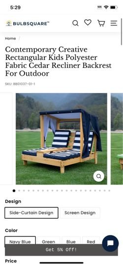 Kids Outdoor Double Chaise Lounge with Canopy