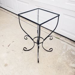 Vintage Wrought Iron Table With Glass Top