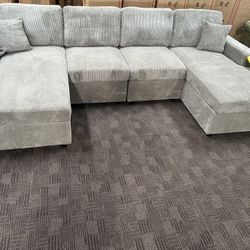 Light Gray Comfy Double Chaise Sectional 