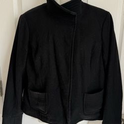 OLD NAVY Women’s Black Two Button Wool Long Sleeve Pea Coat With Pockets Size M