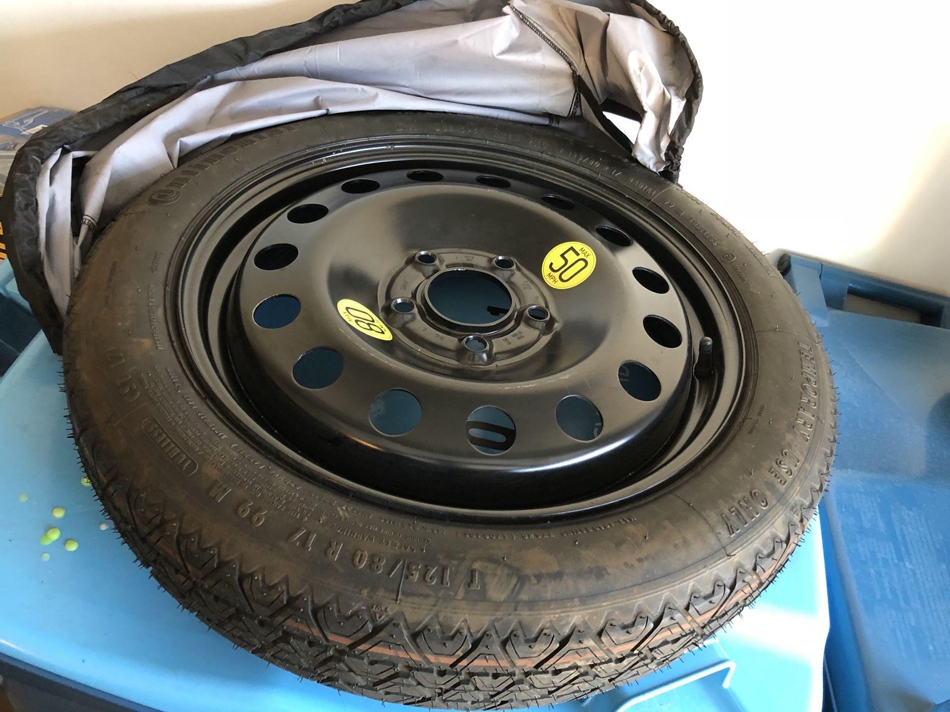 Spare Tire 5x120 bolt pattern 125/80 R17 Steel Rims Donut BMW Honda Acura Chevrolet
