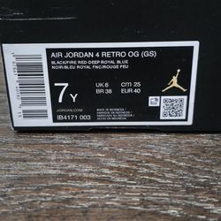 AIR JORDAN 4 RETRO OG (GS)

BLACK/FIRE RED-DEEP ROYAL BLUE 