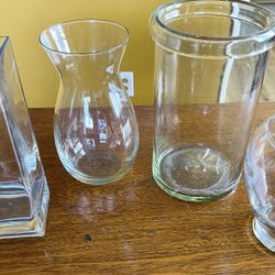 4 Glass Flower Vases 