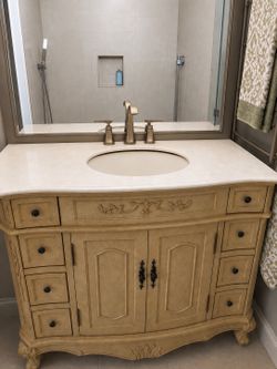 Vintage French Bathroom Vanity – 42" Marble Top