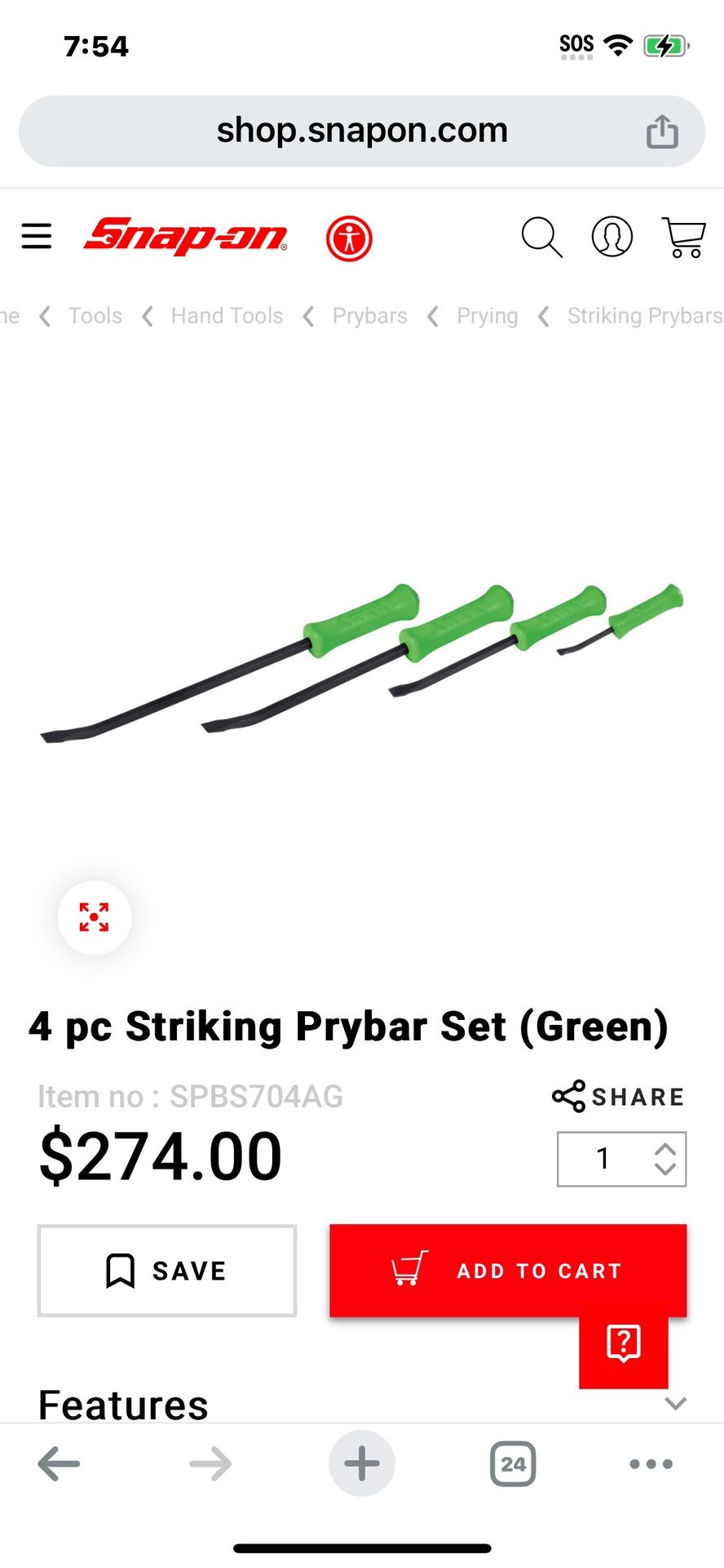 Snap On Prybar Set