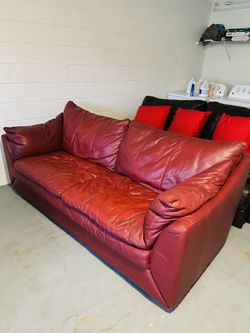 ❤️GENUINE ITALIAN LEATHER Couch❤️ Sofa Loveseat Real Leather Red Claret Burgundy